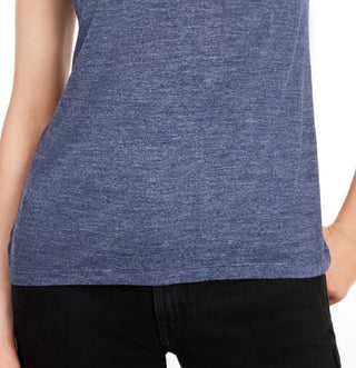 Maison Jules Women's Tie Back Solid T Shirt Dark Blue Size X-Large