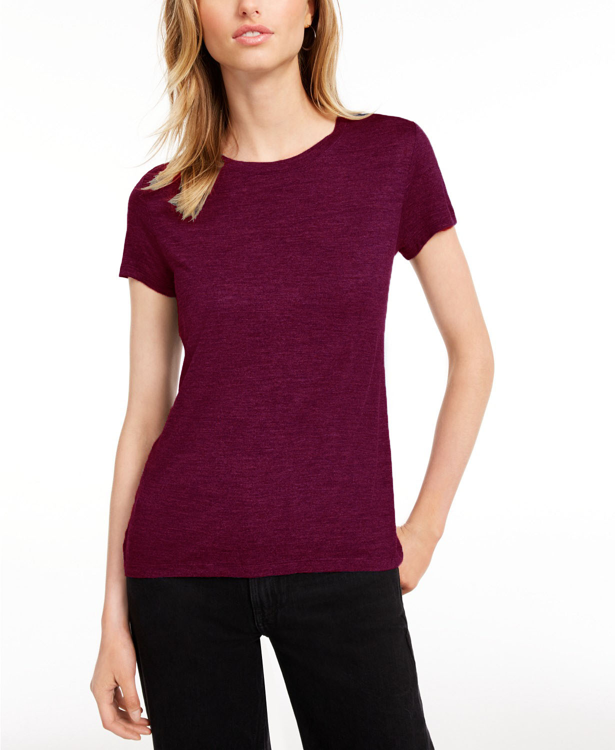 Maison Jules Women's Tie-Back Solid T-Shirt Red Size Extra Small