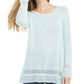 Style & Co Women's Pointelle-Trim Marled Tunic Sweater Green Size Large