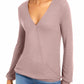 INC International Concepts Women's Surplice Illusion Top Pink Size Small