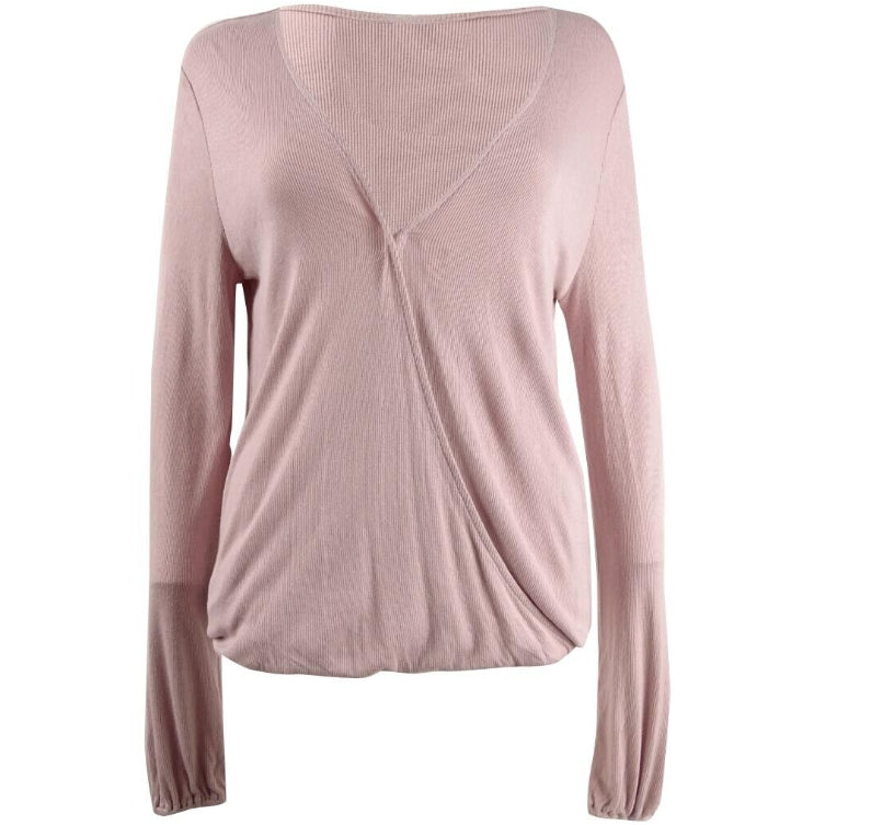 INC International Concepts Women's Surplice Illusion Top Pink Size Small