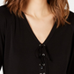 INC International Concepts Women's Lace-Up Top Deep Black Size Medium