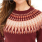 Style & Co Women's Fair Isle Crewneck Sweater Wine