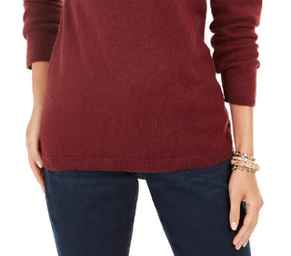 Style & Co Women's Fair Isle Crewneck Sweater Wine