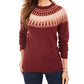 Style & Co Women's Fair Isle Crewneck Sweater Wine