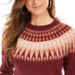 Style & Co Women's Fair Isle Crewneck Sweater Red Size Small