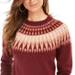 Style & Co Women's Fair Isle Crewneck Sweater Red Size Extra Large
