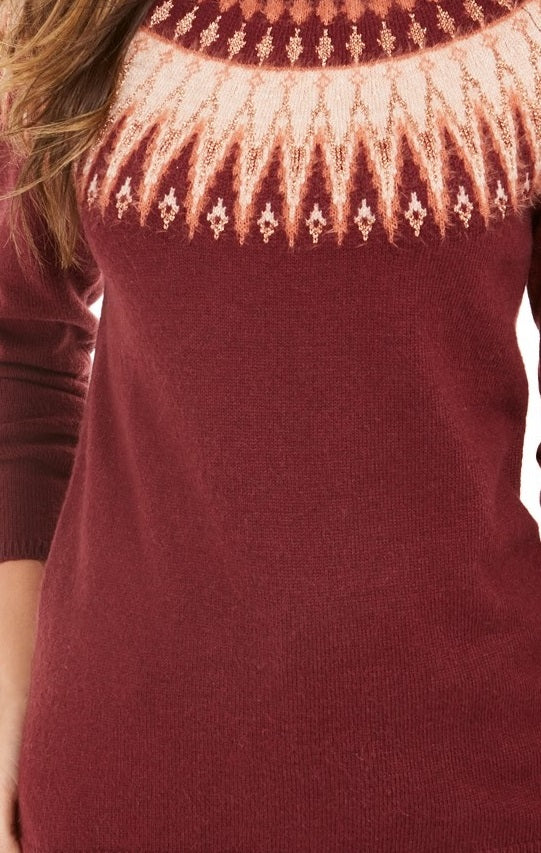 Style & Co Women's Fair Isle Crewneck Sweater Red Size Extra Large