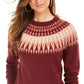 Style & Co Women's Fair Isle Crewneck Sweater Red Size X-Small