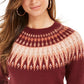 Style & Co Women's Fair Isle Crewneck Sweater Wine