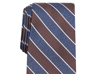 Club Room Men's Classic Stripe Tie Dark Brown Size Regular
