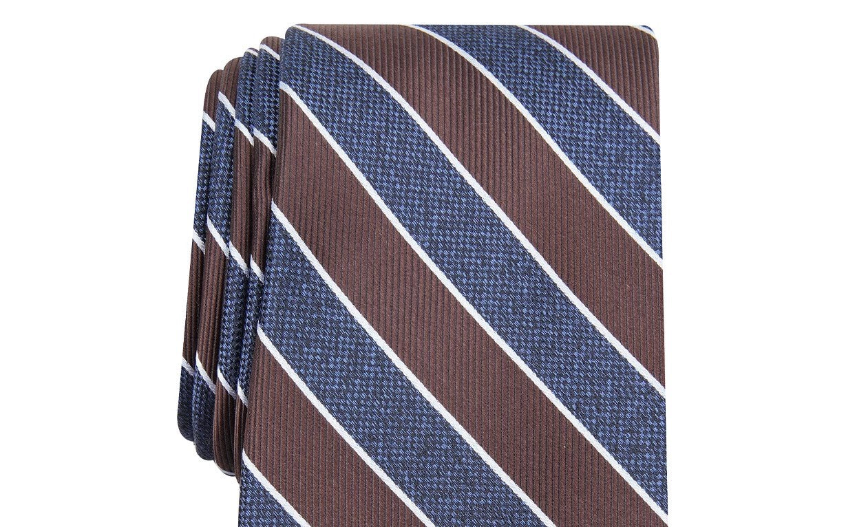 Club Room Men's Classic Stripe Tie Dark Brown Size Regular
