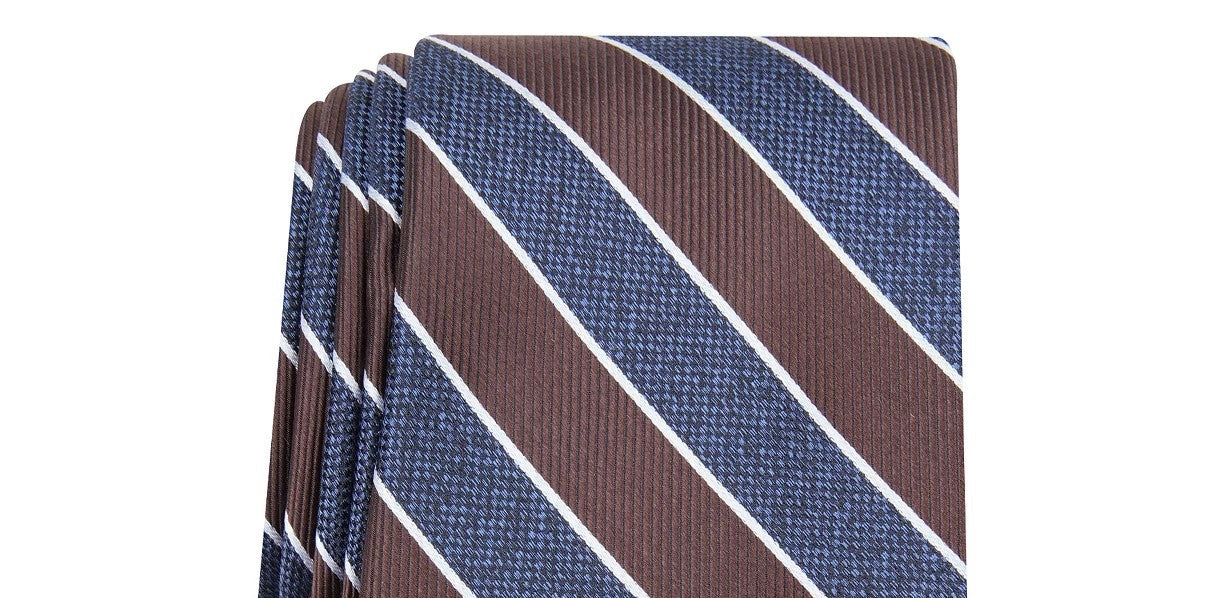 Club Room Men's Classic Stripe Tie Dark Brown Size Regular