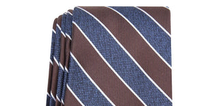 Club Room Men's Classic Stripe Tie Dark Brown Size Regular