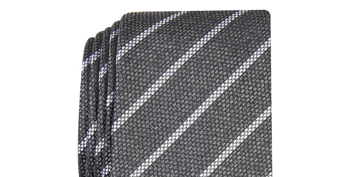 Alfani Men's Slim Stripe Tie Gray Stripe Size Regular