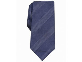 Alfani Men's Slim Textured Stripe Tie Dark Blue Size Regular