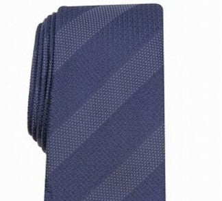Alfani Men's Slim Textured Stripe Tie Dark Blue Size Regular