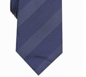 Alfani Men's Slim Textured Stripe Tie Dark Blue Size Regular