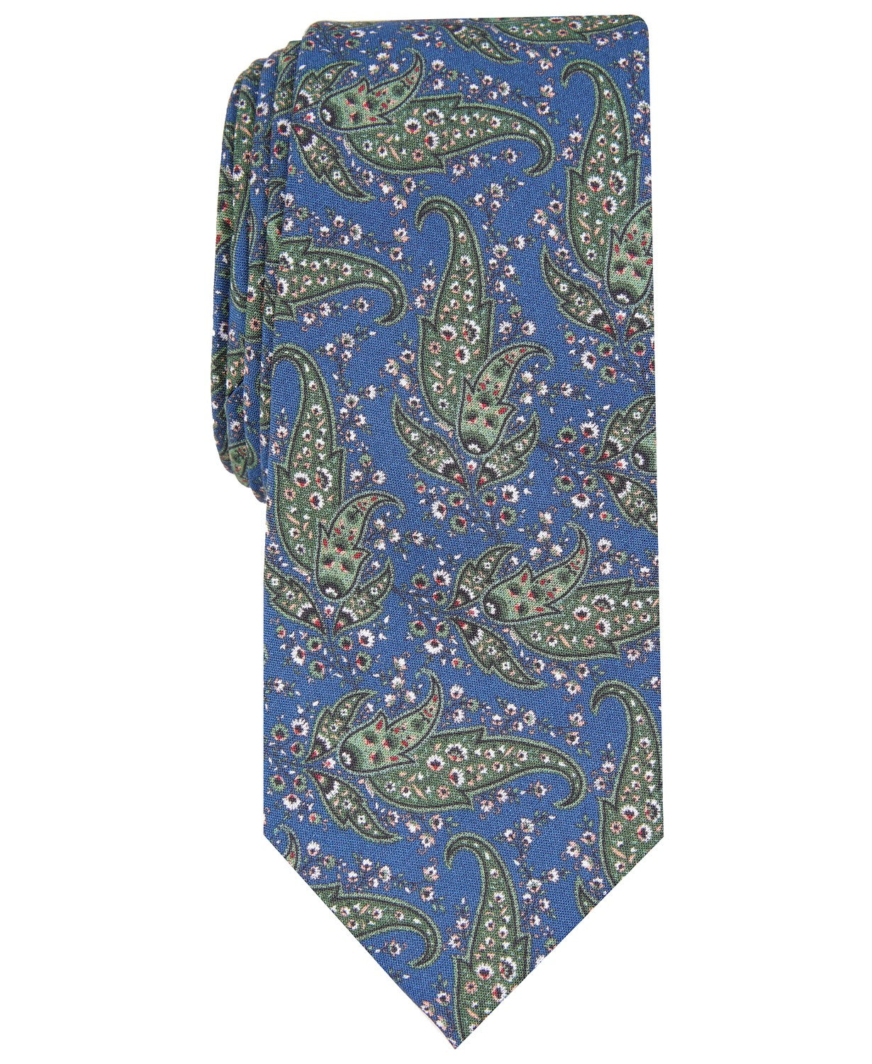 Bar III Men's Sorrento Skinny Paisley Tie Green Size Regular
