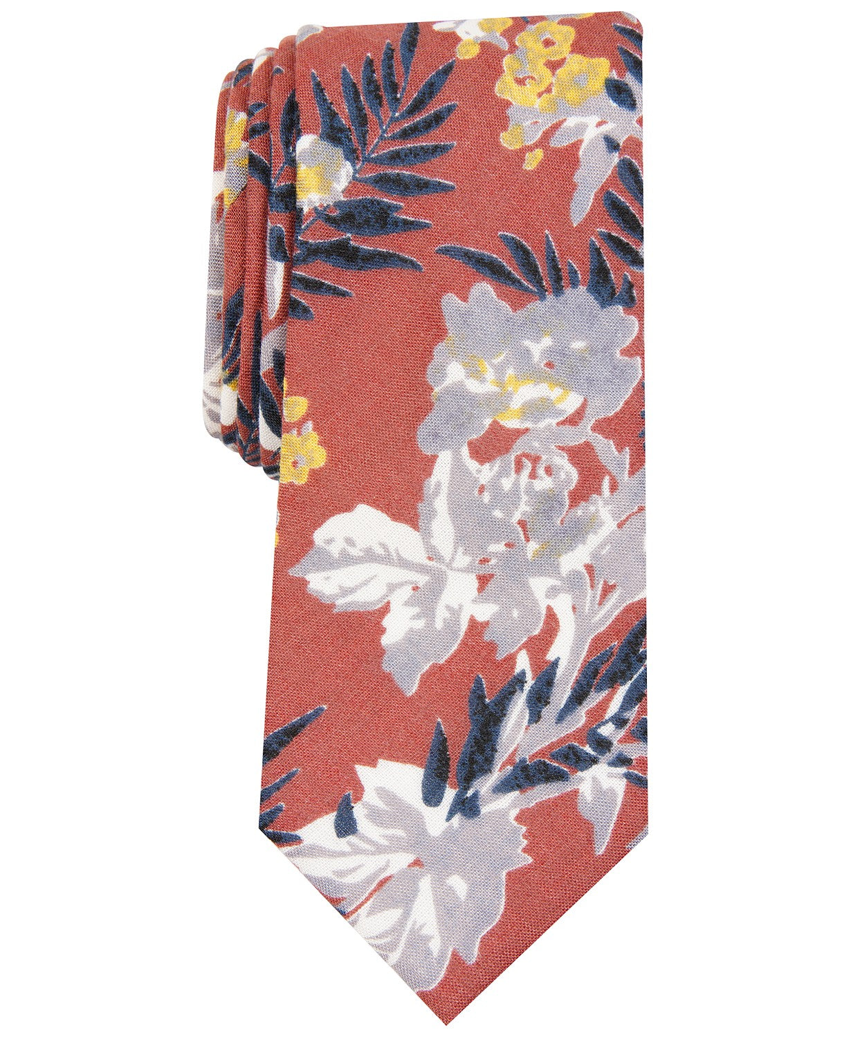 Bar III Men's Pepperwood Skinny Floral Tie Orange Size Regular