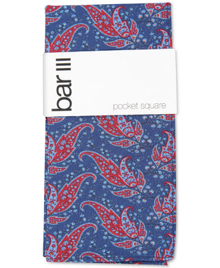 Bar III Men's Sorrento Paisley Pocket Square Navy Size Regular