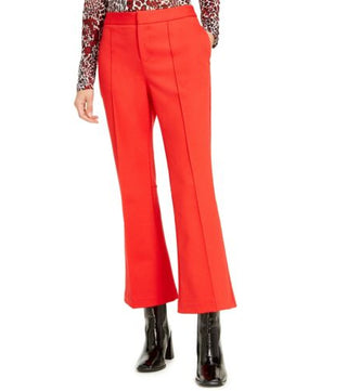 Bar III Women's Cropped Kick Flare Pants Red Size 10