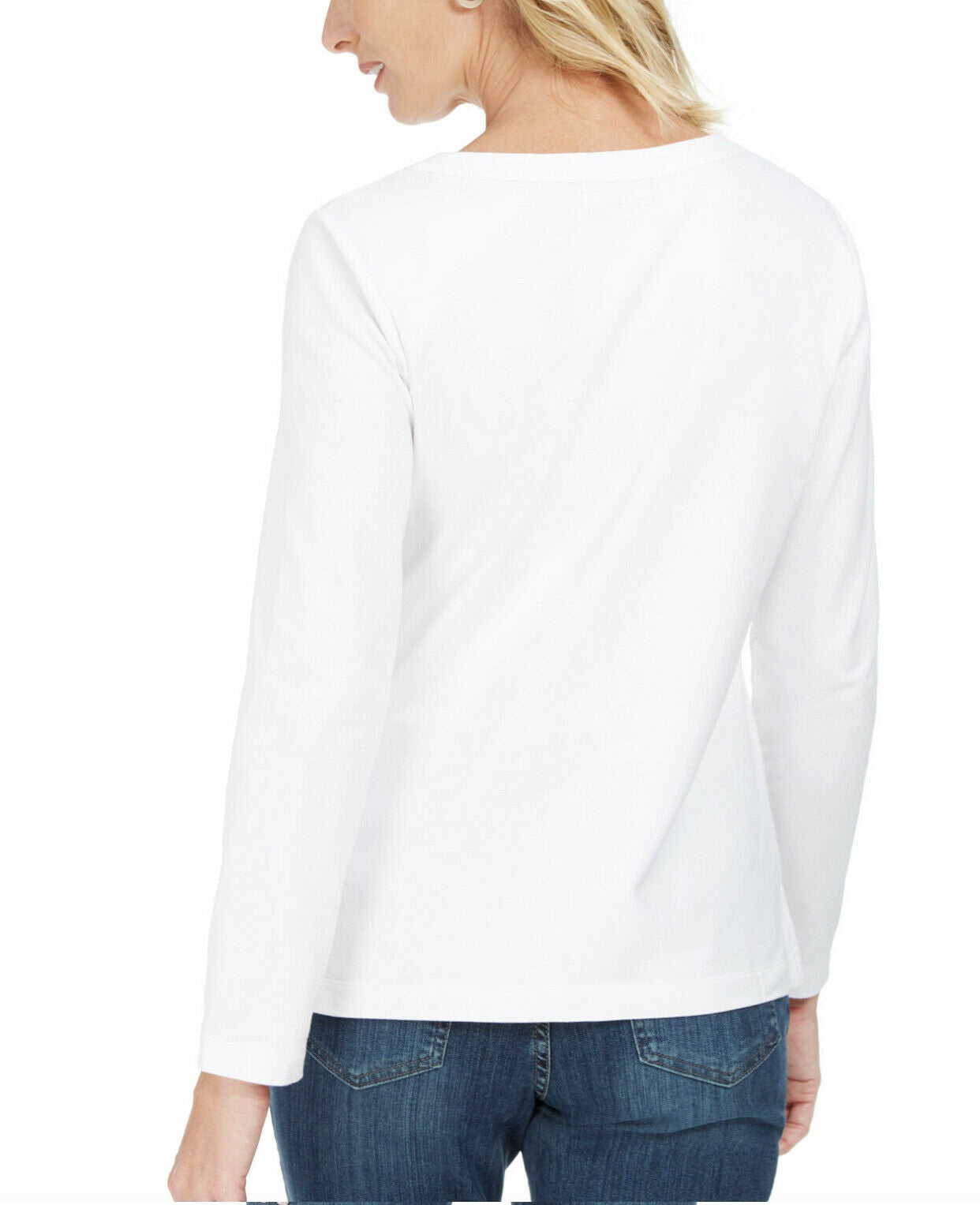 Karen Scott Women's  Lace-Up French Terry Sweatshirt White Size Medium