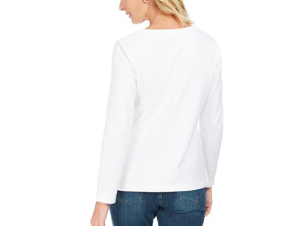 Karen Scott Women's Lace-Up French Terry Sweatshirt White Size Small