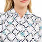 Charter Club Women's Printed Linen-Blend Shirt White Size 2 Extra Large