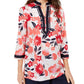 Charter Club Women's Contrast-Trim Printed Linen-Blend Top Red Size X-Small
