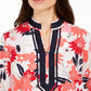 Charter Club Women's Contrast-Trim Printed Linen-Blend Top Red Size X-Small