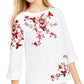 Charter Club Women's Embroidered Split-Sleeve Top  White Size Medium