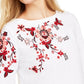 Charter Club Women's Embroidered Split-Sleeve Top  White Size Medium