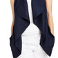 Charter Club Women's Frayed-Trim Linen-Blend Draped Vest  Blue Size Extra Large