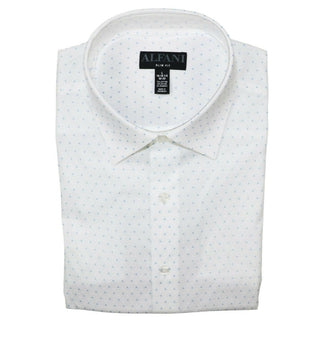 Alfani Men's Dress Shirt Slim Fit Triangle-Print White Size 14-32-33