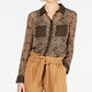 INC International Concepts Women's Leopard Dot Button-Up Shirt Gold Size Large