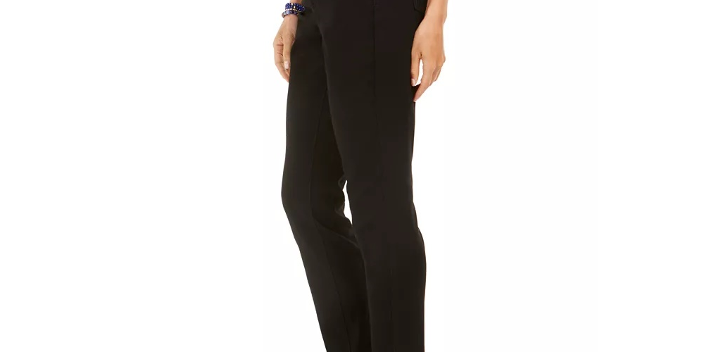 Style & Co Women's Bling Pocket Tummy Control Jeans Black Size 14P