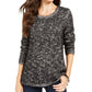 Style & Co Women's Marled Eyelash-Texture Sweater Black Size Small