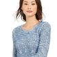 Style & Co Women's Marled Eyelash-Texture Sweater Blue Size X-Small