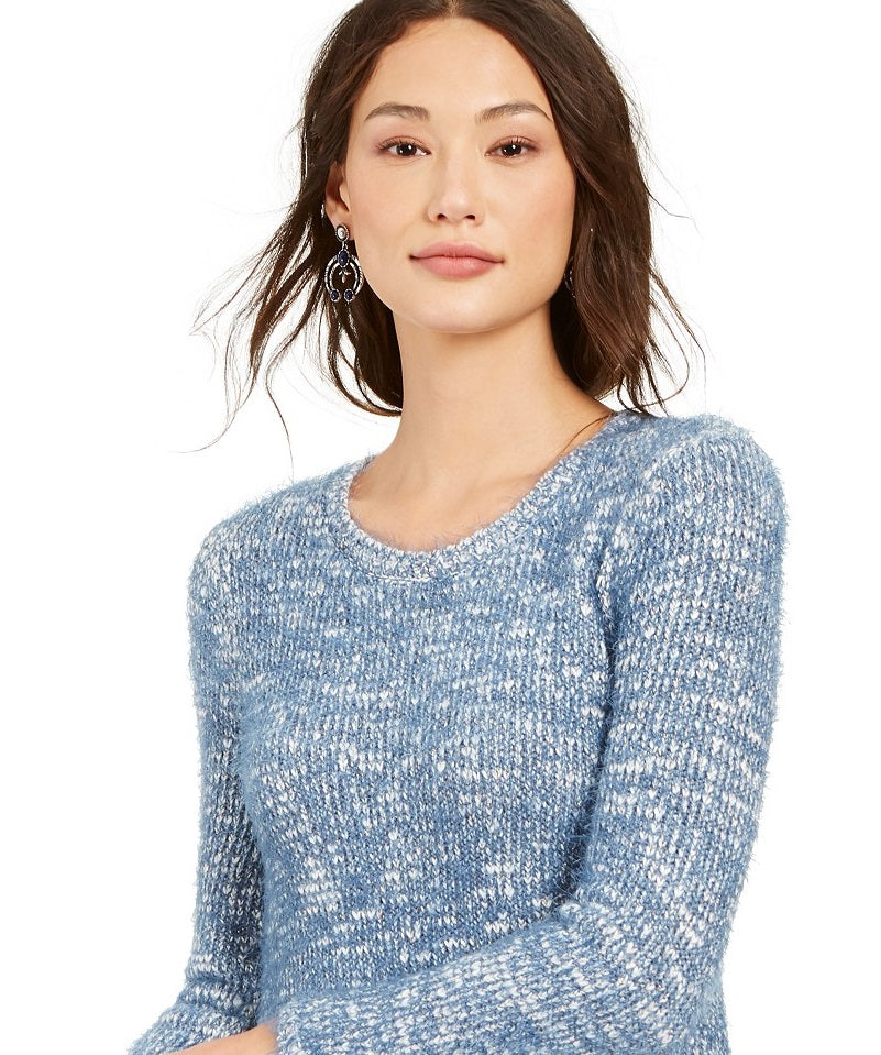 Style & Co Women's Marled Eyelash-Texture Sweater Blue Size X-Small
