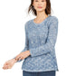 Style & Co Women's Marled Eyelash-Texture Sweater Navy Size Small