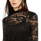 INC International Concepts Women's Lace Blouson Top Black Size Large