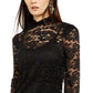 INC International Concepts Women's Petite Lace Mockneck Top Black Size Medium