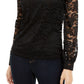 INC International Concepts Women's Petite Lace Mockneck Top Black Size Medium