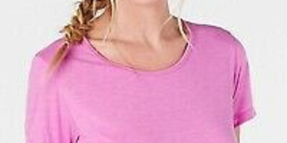 Ideology Women's Mesh-Hem T-Shirt Purple Size XX Large