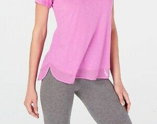 Ideology Women's Mesh-Hem T-Shirt Purple Size XX Large