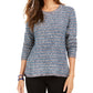 Style & Co Women's Striped Sweater Navy Size XX-Large