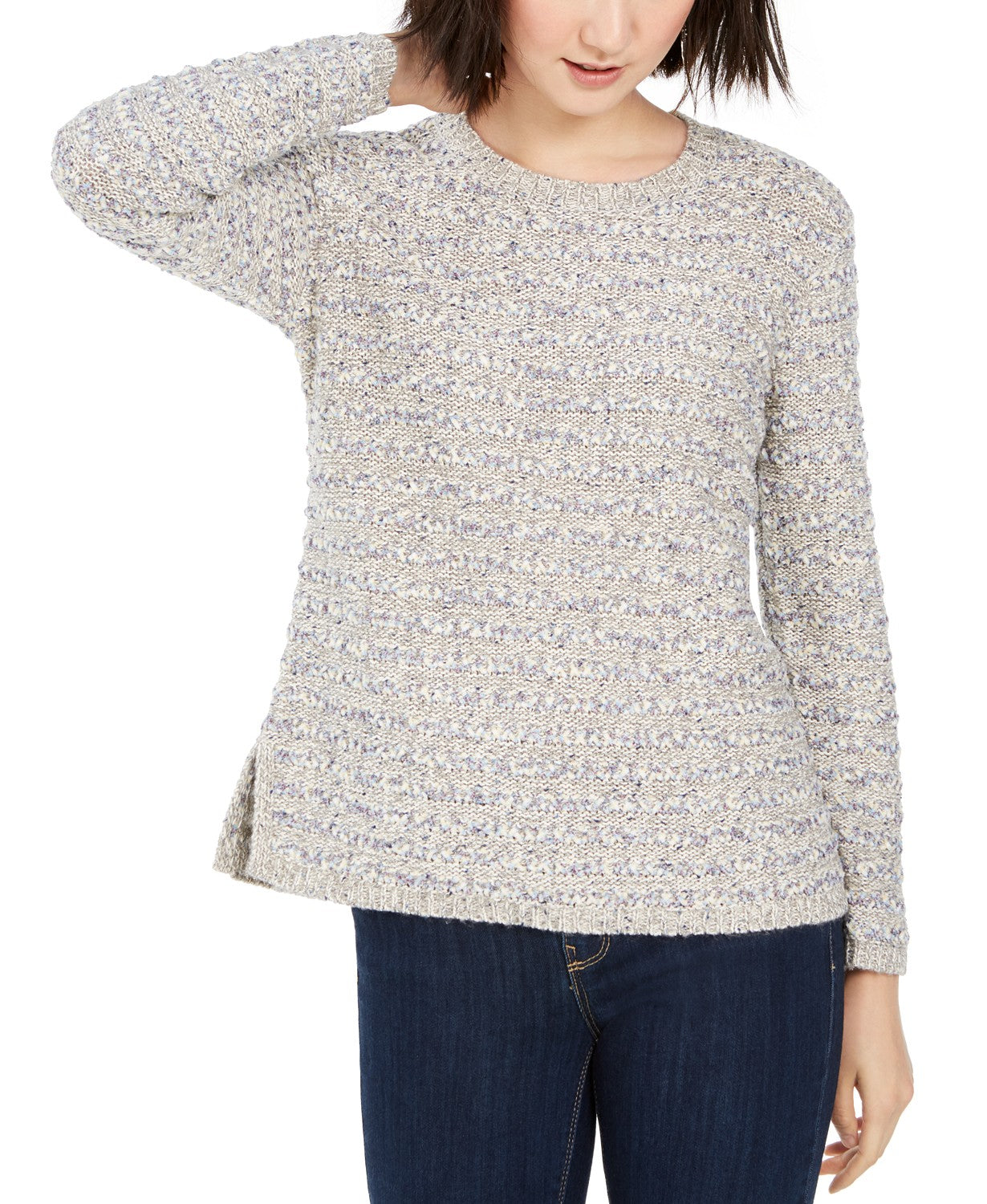 Style & Co Women's Striped Sweater Gray Size Extra Small