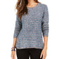 Style & Co Women's Striped Sweater Navy Size X-Large