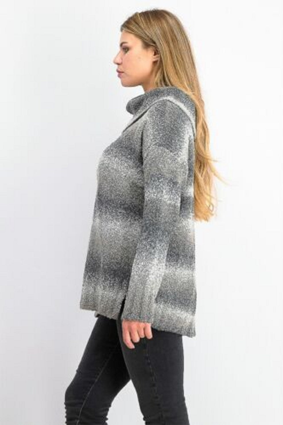 Style & Co Women's Ombre Boucle Sweater Black Size Medium